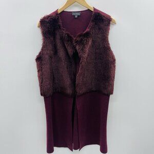 The Limited Womens Size Medium Wool Blend Faux Fur Open Front Sweater Vest